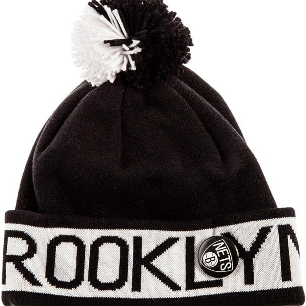 Mitchell & Ness Men's Brooklyn Nets Pom Beanie